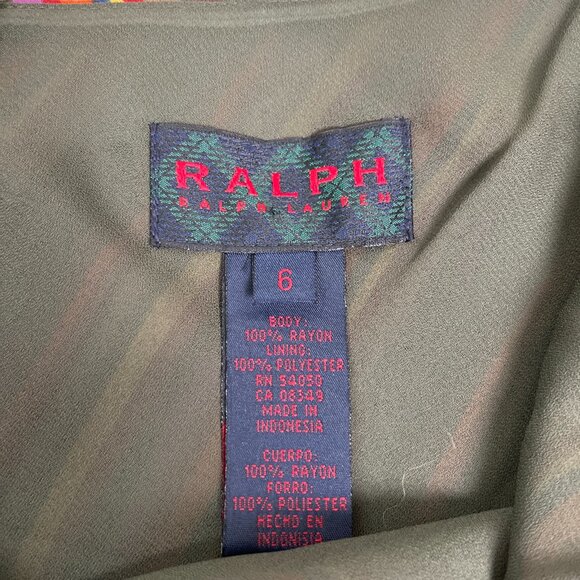 Ralph by Ralph Lauren Slip Dress Womens 6 Green Striped Vintage Midi Bias NWT - Picture 4 of 7